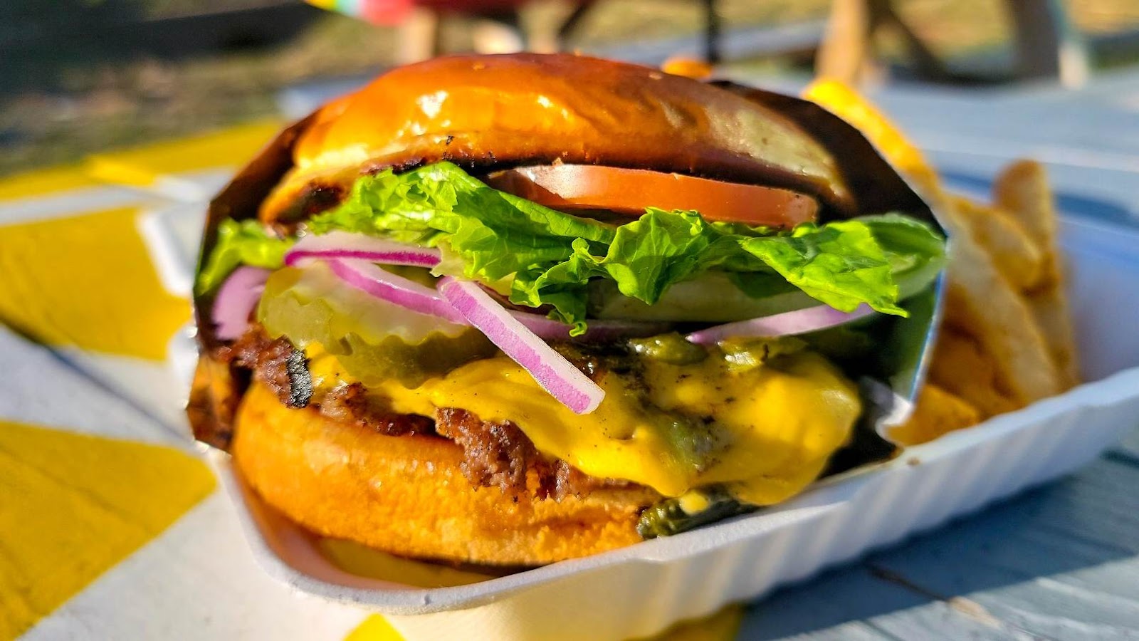 Burger photographed at Disco's Grill
